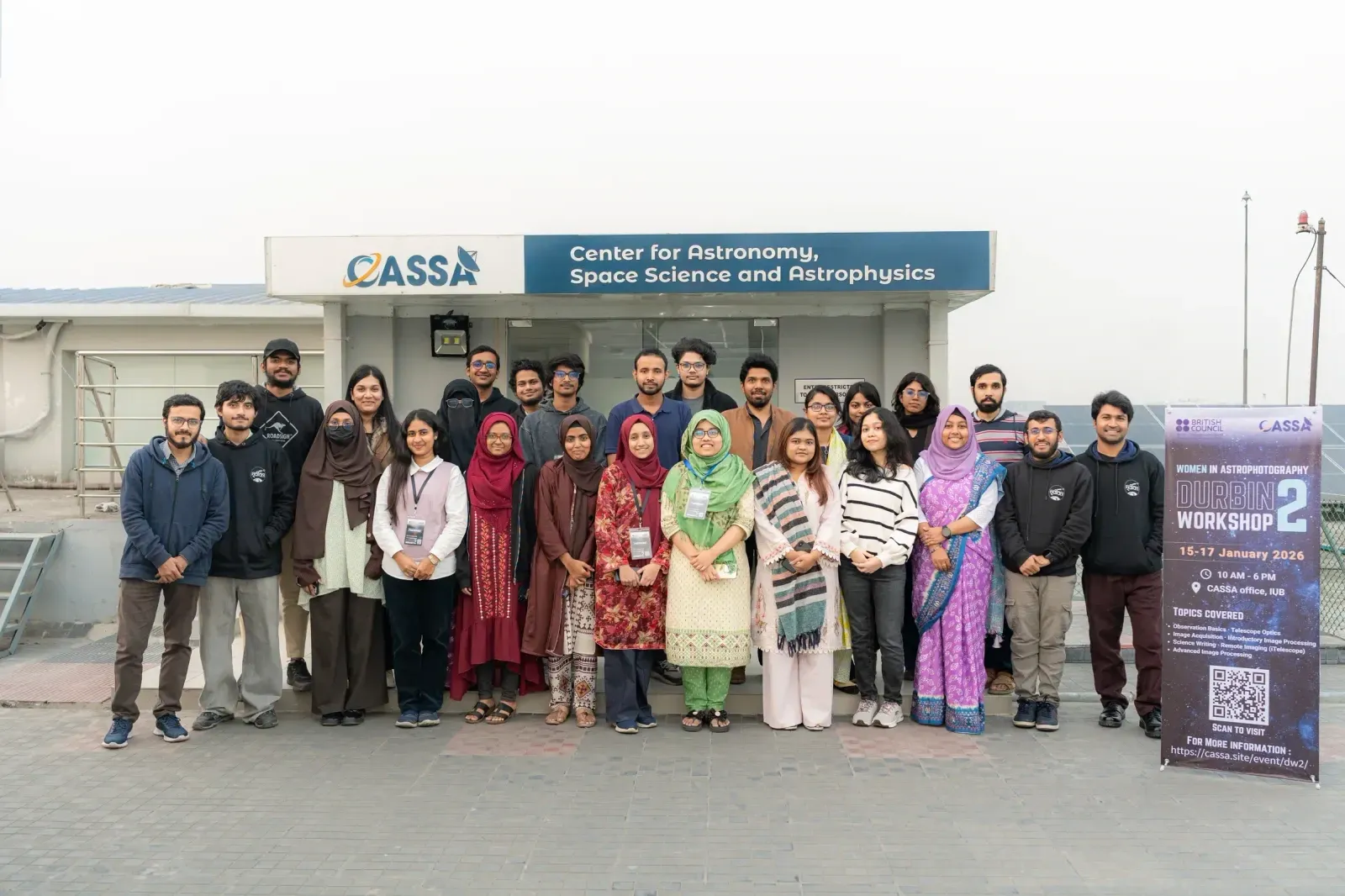 Participants of Durbin Workshop 2 in a group photo in front of the CASSA office at IUB.